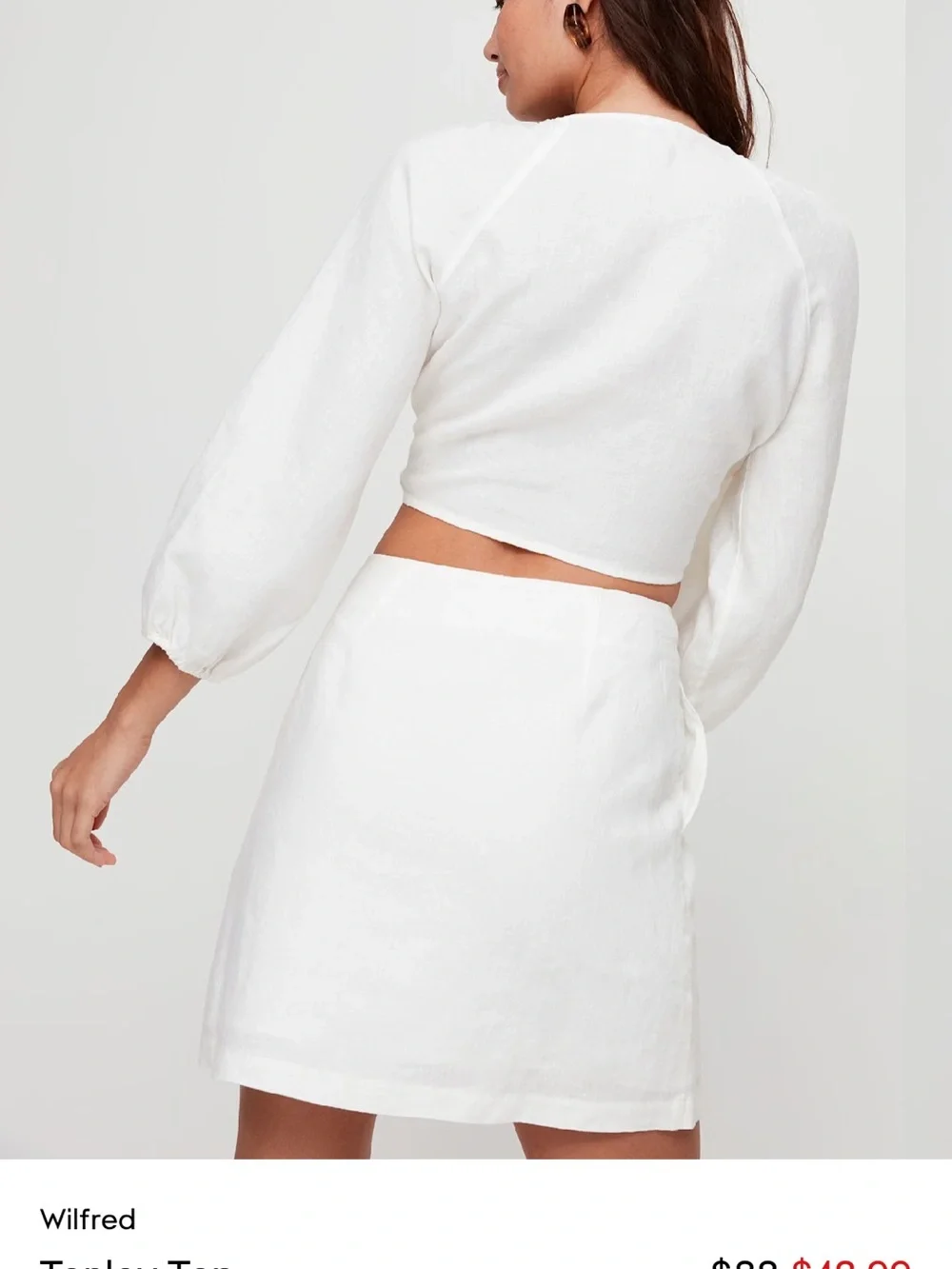 Aritzia Wilfred Venue crop top,S, linen blend, tie front, deep v BeachCover-up - Picture 7 of 7